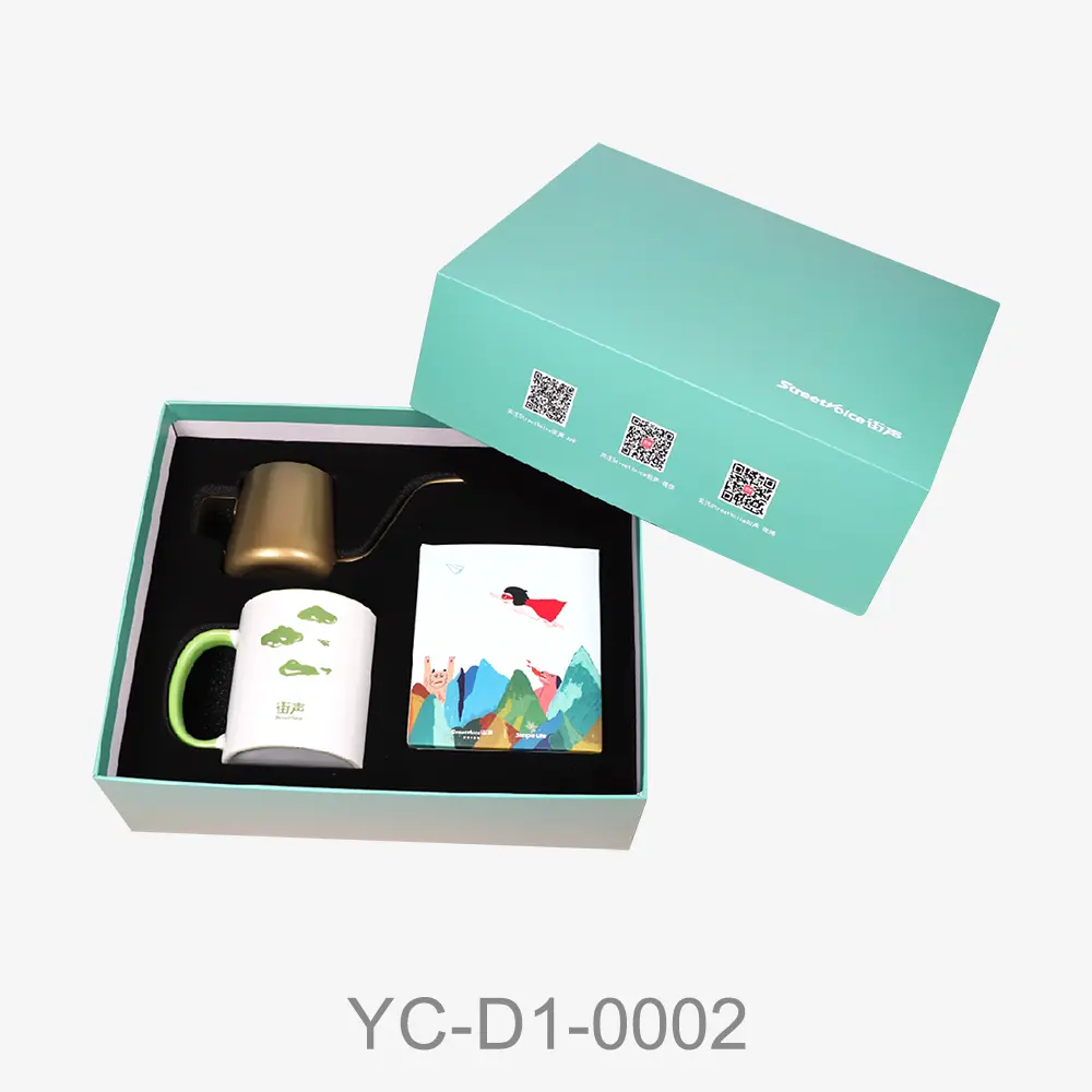 Personalized coffee gift set box custom printed gift boxes with cut-out foam dividers