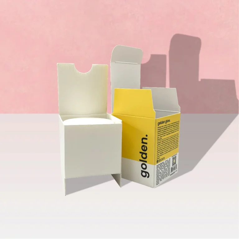 Folding carton box with corrugated insert for eye cream, ensuring protection and premium presentation